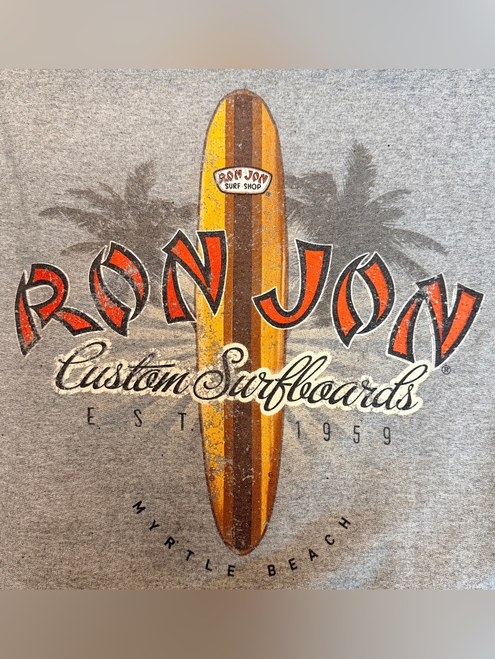 Ron Jon Surf Shop Hoodie Pullover Hooded Gray Logo Sweatshirt Mens Small Vacatio